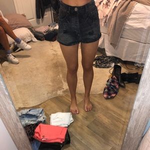 black jean shorts